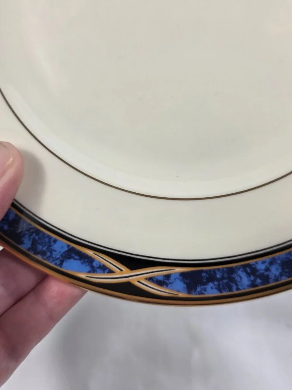Lenox Mountain View American Home Salad Plate Blue Marble Rim